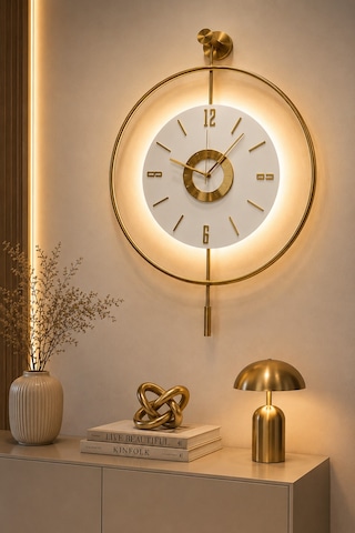 MetaQuartz Aksesuar İskandinav Kadran Gold Büyük Boy 50 x 75 CM 3 Adet Pil Metal (Mobilya) Duvar Saati Gold
