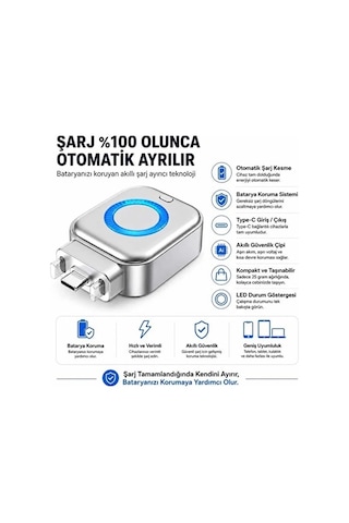 Akım Korumalı Type-c Akıllı Şarj Ayırıcı Otomatik Şarj Kesici Batarya Koruma Adaptörü Hızlı Şarj Destekli Belirtilmemiş