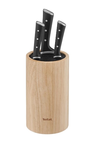 Tefal Ice Force Ahşap Standlı 3'lü Bıçak Seti 001 Siyah