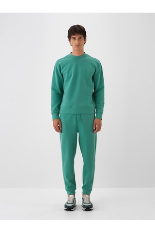 Yeşil Pamuk Dokulu Regular Fit Sweat Pantolon 380186 Yeşil