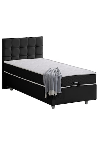 Tavira Tek Kişilik Baza Başlık Letto Yatak Seti - Antrasit 90 x 190