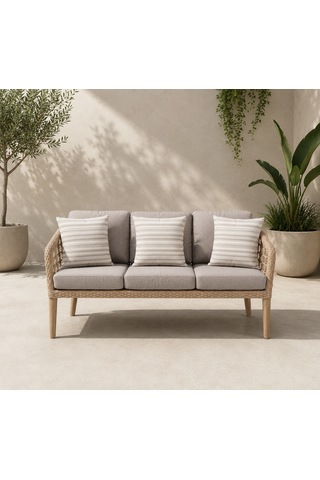 Rattan Bahçe Ve Balkon Mobilyası Tiena Model 3+1+1 Krem