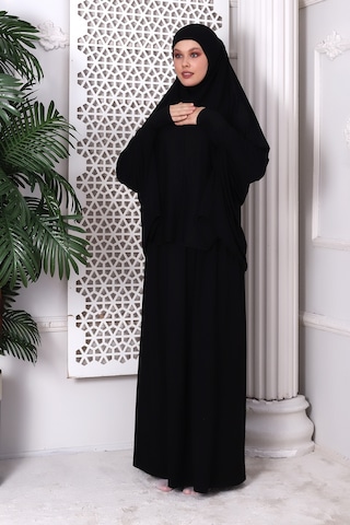 2 Parça Pratik Namaz Elbisesi 8016 Siyah