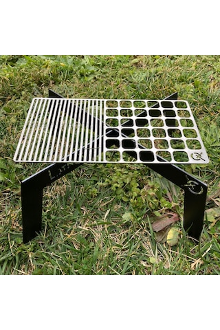 Paslanmaz Çelik Bushcraft Dikdörtgen 13cm X 24cm Metal Izgara Latnox Çınar Extreme Gri