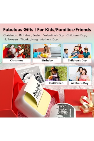 Yunboo S1 Mini Termal Etiket Yazıcı, 203dpi, Bluetooth, 1500mah Pil, 6'lı Termal + 5'li Yapışkan Kağıt, 5 Dil Kılavuzu