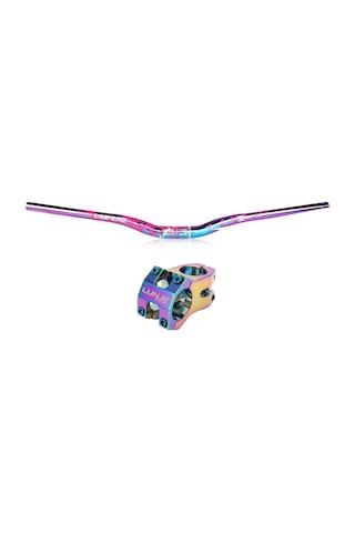 Lunje Rainbow Pembe Alüminyum 780mm Bisiklet Gidon Boğaz Seti Çok Renkli