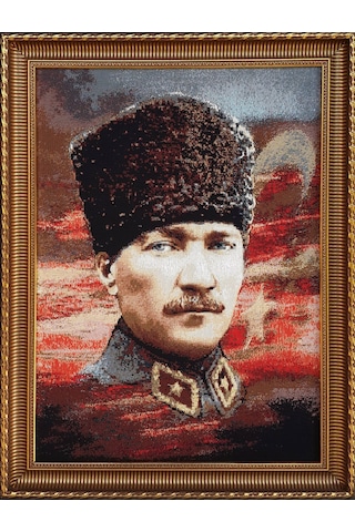 Figüratif Seri-01 Dokuma Goblen Kumaş-Atatürk Portresi
