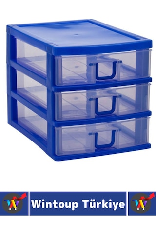 Takıorganizer Dayanıklı Plastik Masa Üstü Dolap Raf Küçük Eşya 3 Çekmeceli Komidin Mini Organizer Çok Renkli