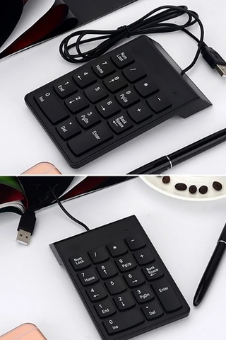 Kablolu 18 Tuşlu Mini Rakam Klavyesi Numeric Klavye Mini Dekoratif Num Klavye