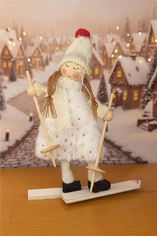Yılbaşı Ağaç Süsü Kayaklı Noel Figürü