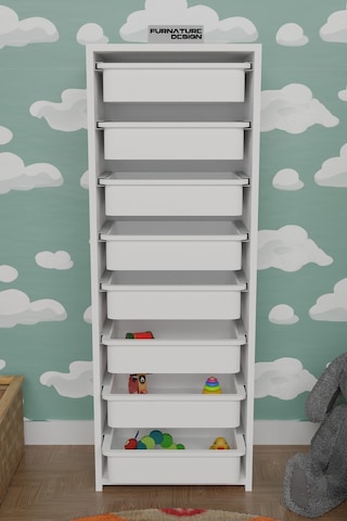 8 Sepetli Çok Amaçlı Dolap Oyuncak Mutfak Dolabı - Beyaz-beyaz