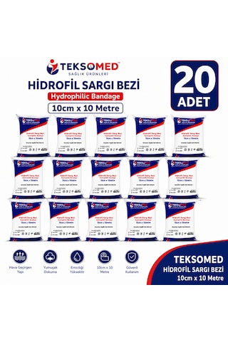 Teksomed Hidrofil Sargı Bezi 10cmx10 Metre 20 Adet