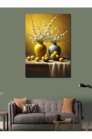 Kanvas Tablo Sarı Vazoda Çiçekler 50cmx70cm