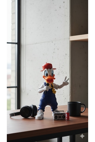Rapçi Donald Duck Karakter Figürü - Pop-art Sokak Sanatı Heykelcik - Hypebeast Ofis Ve Masa Aksesuarı - Koleksiyonluk Dekoratif Obje Hip-hop Temalı