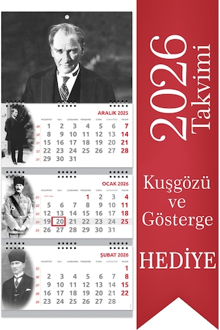 2026 Atatürk Gemici Takvimi Denizci Duvar Takvimi 33 x 77.5 CM