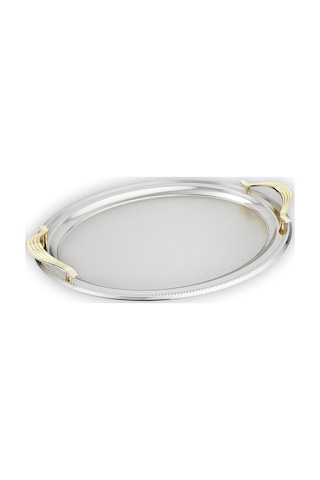 Schafer Ela 2 Li Oval Çay Tepsisi-platin01 Diğer
