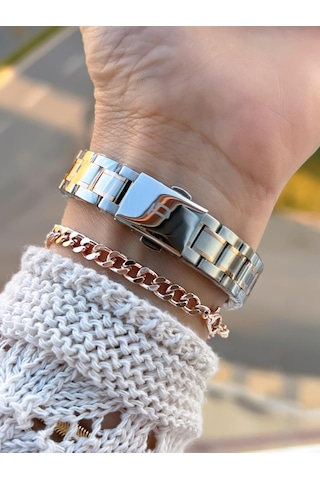 Tom Jones Çelik Kordon Kararma Renk Atma Yapmaz 3 Atm Suya Dayanıklı Kadın Kol Saati Btj.yn10059.5 Rose Gold - Gümüş