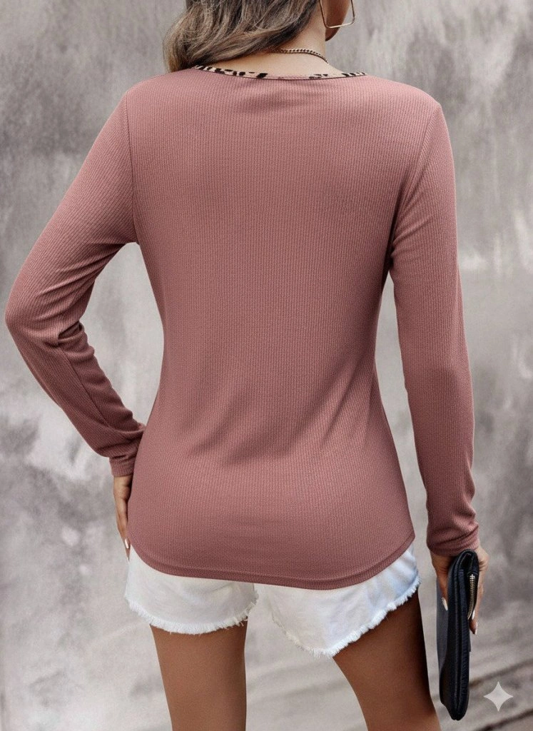 Pazarella Kadın Uzun Kollu V Yakalı Kaşkorse Bluz Pembe