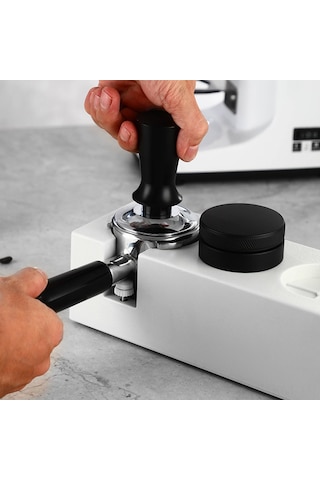 Ximistore9 Kahve Abs 3-in-1 Depolama Ve Presleme Seti - 51/53/58mm Uyumlu, Yükseklik Ayarlanabilir, Dikey Filtre, Beyaz Plastik Yatay Model Beyaz