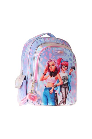 Wow Generation Kız Çocuk Cool Desenli Mavi - Pembe İlkokul Ve Günlük Sırt Çantası Üç Bölmeli - W6039 Çok Renkli
