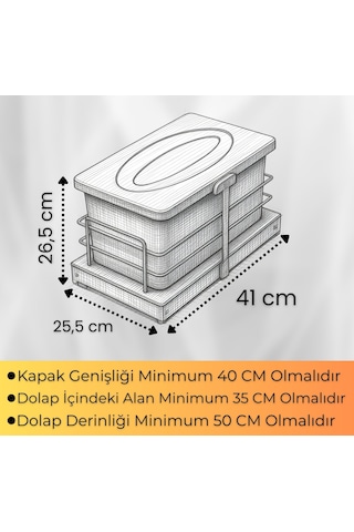 Cassone 16 Litre Kısa Eviye Altı Dolaba Uygun Dolap İçi Raylı Antrasit Çöp Kovası - Kapak Genişliği 40 Cm