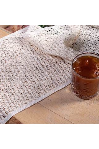 Vivamaison Pamuk Dantel Runner Masa Örtüsü Krem 30 x 150 CM