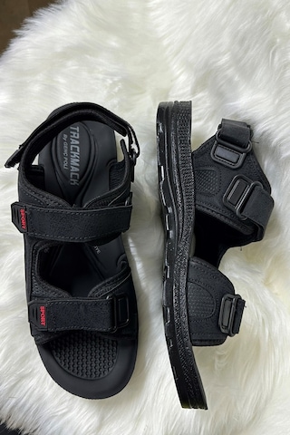 Günlük Unisex Kalın Anatomik Taban Cırtlı Ayarlanabilir Plaj Havuz Deniz Sandalet 037-337-183 Siyah Gençpoli