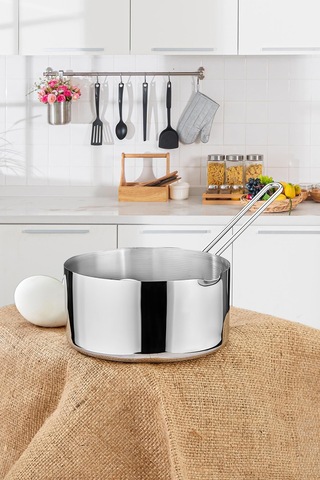14 Cm Orta Boy Lüx Paslanmaz Çelik Sütlük & Sosluk & Kaçerola Sarı