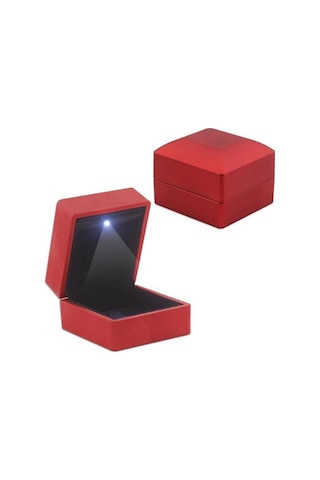 Işıklı Sert Kapaklı Renk Seçenekli Pırlanta Tektaş Yüzük Kutusu Evlilik Teklifi Özel Kutu 001