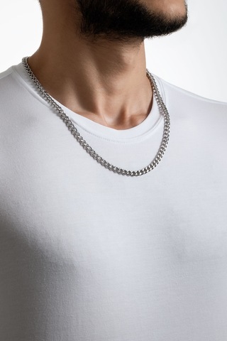 Örgü Model Çelik Erkek Kolye Gri