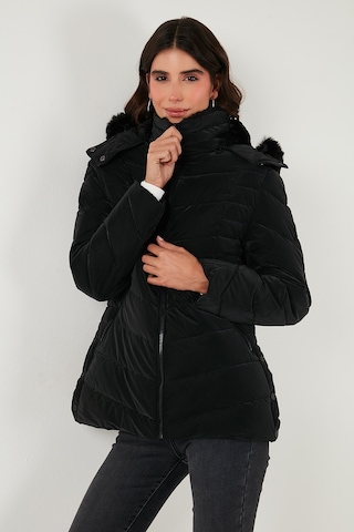 Lela Kapitoneli Slim Fit Çıkarılabilir Kapüşonlu Bayan Mont 497Mara Siyah