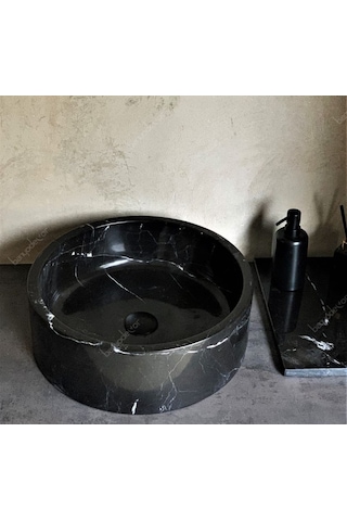 Toros Siyahı Silindir Mermer Lavabo