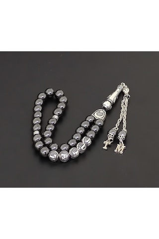 Tesbihsakarya Isimli - Kişiye Özel - Isme Özel - Hematit Doğaltaş Tesbih - 8 Mm