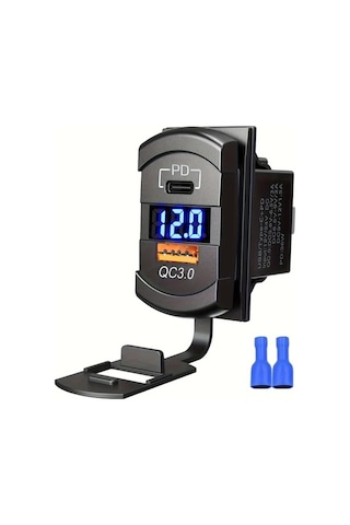 Boatshop1 Bluray Tel Sigorta 12v 24v Usb Rocker Switch Soketi Kapakli Pd Qc3 Led Voltmetre Tekne Rv Motosiklet Deniz Anahtar Panelleri Pilsiz