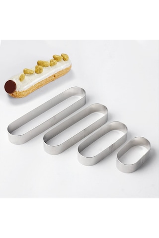 Gatherco Paslanmaz Çelik Mus Halkası Kalıbı, Uzun Oval Tiramisu Pişirme Kalıbı, Kekler, Turtalar Ve Tatlılar İçin Mini Kurabiye Kalıpları