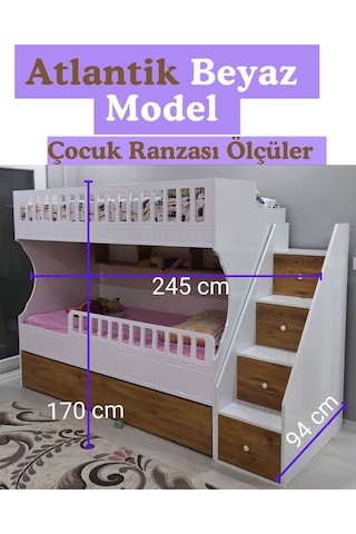 Atlantik Beyaz Model Çocuk Ranzası