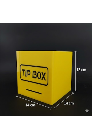 Kilitli Pleksi Masa Üstü Tip Box Bahşiş Kutusu Sarı 14x14xh13 Cm 1