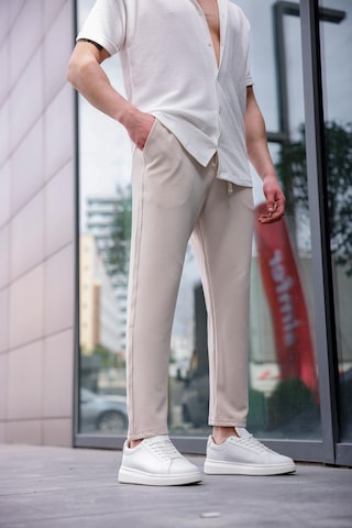 Erkek Bej Renk Likralı Kumaş Jogger Pantolon-1761 Bej