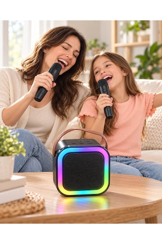 Led Işıklı Bluetooth Karaoke Hoparlör Seti