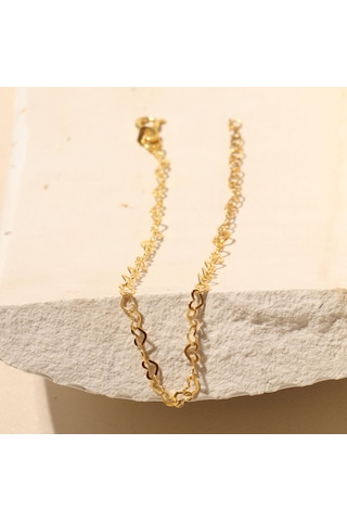 Zincir Kalp Bileklik 717011 Gold