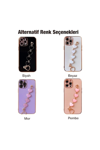 Ally Apple Uyumlu iPhone 12 Pro 6.1Inç Kilif Kalp Bileklik Tutuculu Lüx Silik 340967979