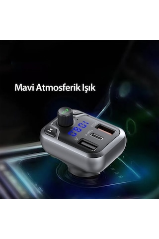 Earldom M63 Bluetooth Usb3.0 Ve Type C Pd Hızlı Şarj Fm Transmitter - Siyah