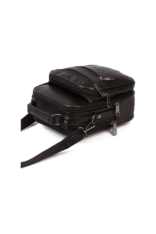 Erkek Hakiki Deri Çelik Kasalı El ve Omuz Çantası Büyük Boy Siyah