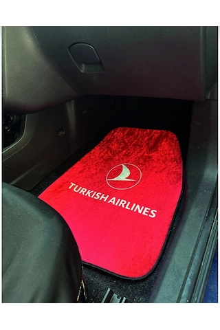 Turkısh Airlines Kaymaz Taban Dekor Oto Halı Paspas Üniversal Yıkanabilir Her Araca Uyumlu Kancalı