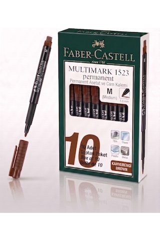 Faber-castell Permanent Asetat Ve Cam Kalemi M Uç 1.0 Mm Kahverengi - 10 Adet Toptan Paket