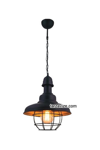 Tarzavize Trt10 Dekoratif Siyah Kafesli Retro Sarkıt Avize