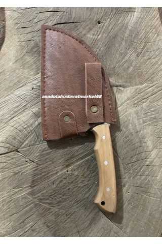 Dmr Dövme Çelik Karbon Çelik Satır Kamp Satırı Avcı Satırı Deri Kılıflı Satır Kahve