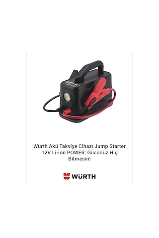 Würth Akü Takviye Cihazı Jump Starter 12v Li-ion Power: Gücünüz Hiç Bitmesin