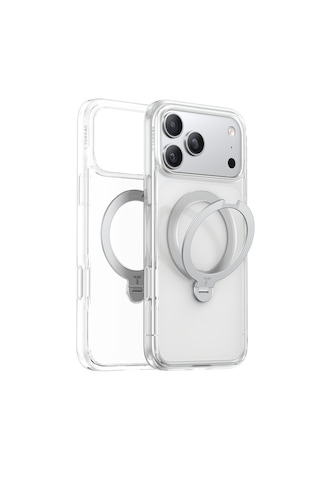 Torras Apple iPhone Uyumlu 17 Pro Max O Stand Spin Serisi Magsafe Kılıf Şeffaf