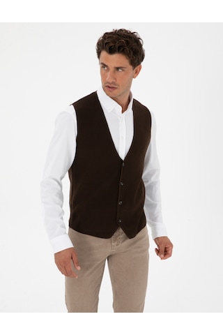 Pierre Cardin Erkek Koyu Kahverengi Yelek Triko 50317313-vr084 Koyu Kahverengi
